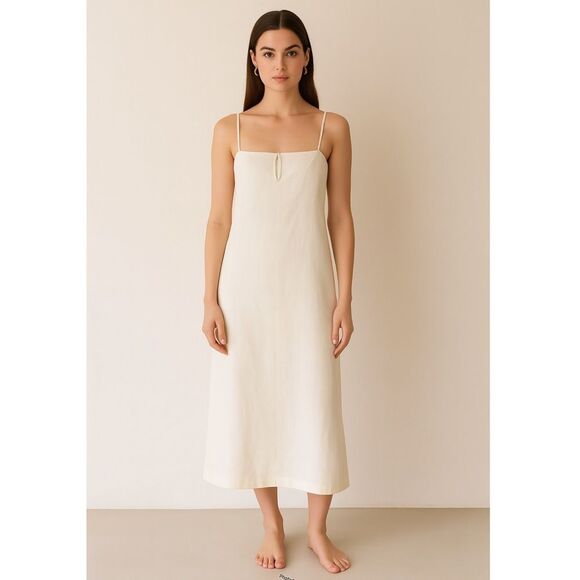 Gianfranco Ferre Studio Vintage White Cream Linen Maxi Midi Dress IT 44 , US 8 - Picture 1 of 10